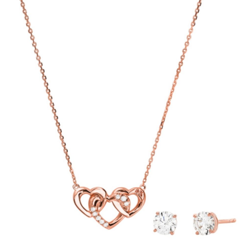Michael Kors 14K Rose Gold-Plated Sterling Silver Heart Trio Set